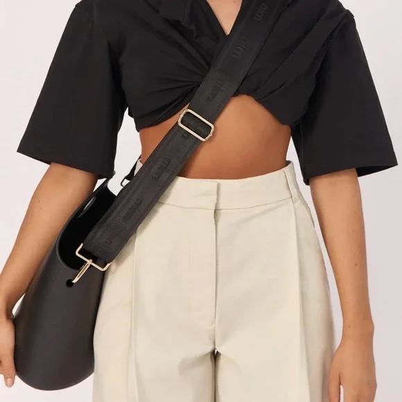 nim Design Black Bucket Bag with Geometric Strap & Removable Pouch - Picture 3 of 16